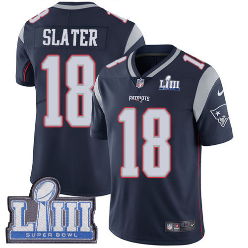 Nike Patriots #18 Matt Slater Navy Blue Team Color Super Bowl LIII Bound Youth Stitched