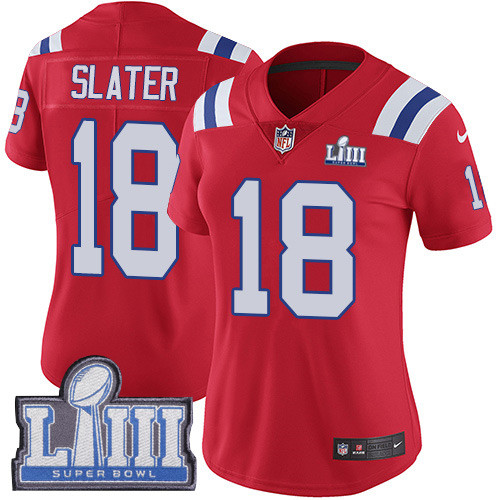 Nike Patriots #18 Matt Slater Red Alternate Super Bowl LIII Bound Women's Stitched NFL Vapor