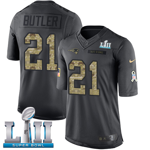 Nike Patriots #21 Malcolm Butler Black Super Bowl LII Youth Stitched NFL Limited 2016 Salute to Service Jersey