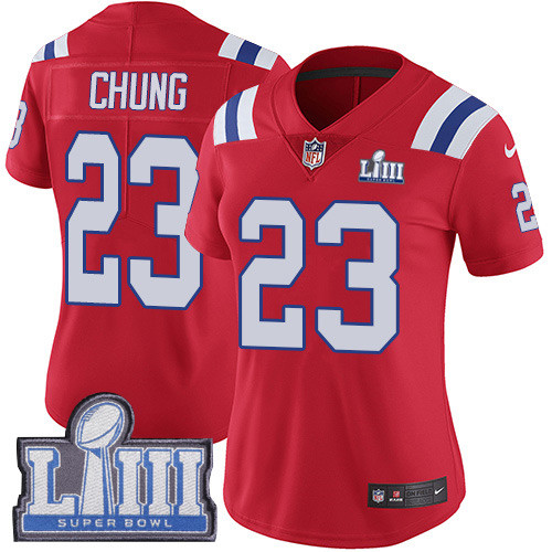 Nike Patriots #23 Patrick Chung Red Alternate Super Bowl LIII Bound Women's Stitched NFL
