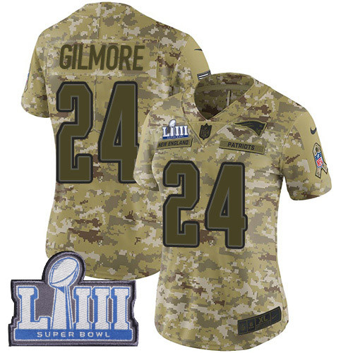 Nike Patriots #24 Stephon Gilmore Camo Super Bowl LIII Bound Women's Stitched NFL  0