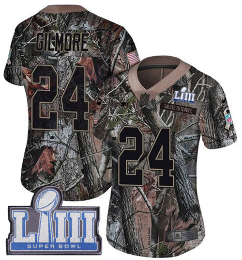 Nike Patriots #24 Stephon Gilmore Camo Super Bowl LIII Bound Women's Stitched NFL