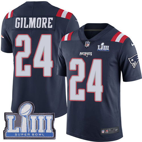 Nike Patriots #24 Stephon Gilmore Navy Blue Super Bowl LIII Bound Youth Stitched NFL