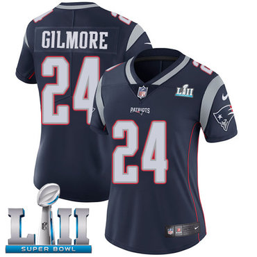 Nike Patriots #24 Stephon Gilmore Navy Blue Team Color Super Bowl LII Women's Stitched NFL Vapor Untouchable Limited Jersey