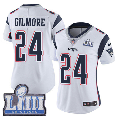 Nike Patriots #24 Stephon Gilmore White Super Bowl LIII Bound Women's Stitched NFL