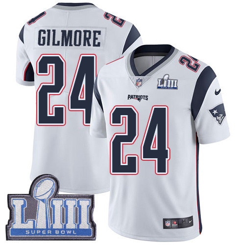 Nike Patriots #24 Stephon Gilmore White Super Bowl LIII Bound Youth Stitched NFL Vapor