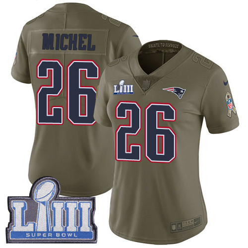 Nike Patriots #26 Sony Michel Olive Super Bowl LIII Bound Women's Stitched NFL Limited