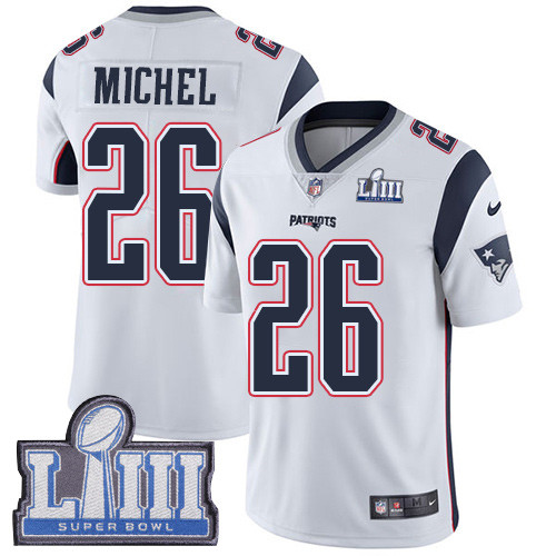 Nike Patriots #26 Sony Michel White Super Bowl LIII Bound Youth Stitched NFL Vapor
