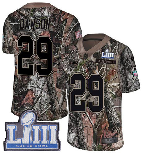 Nike Patriots #29 Duke Dawson Camo Super Bowl LIII Bound Youth Stitched NFL Limited Rush Realtree Jersey