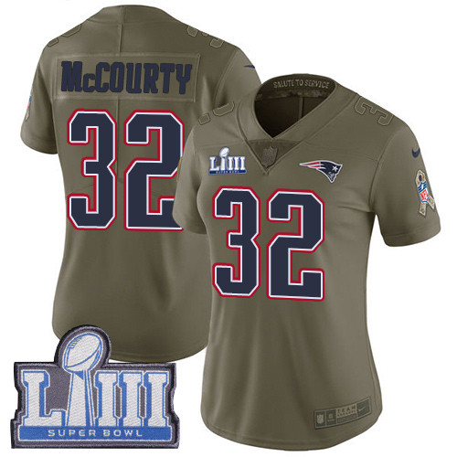 Nike Patriots #32 Devin McCourty Olive Super Bowl LIII Bound Women's Stitched NFL Limited