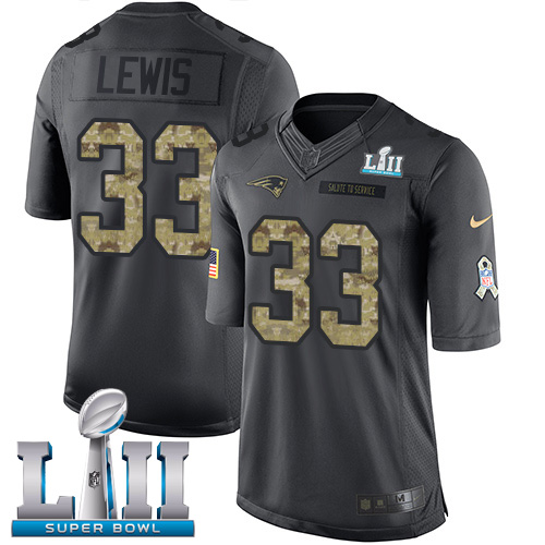Nike Patriots #33 Dion Lewis Black Super Bowl LII Youth Stitched NFL Limited 2016 Salute to Service Jersey