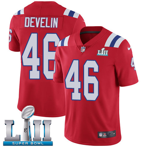 Nike Patriots #46 James Develin Red Alternate Super Bowl LII Youth Stitched NFL Vapor Untouchable Limited Jersey