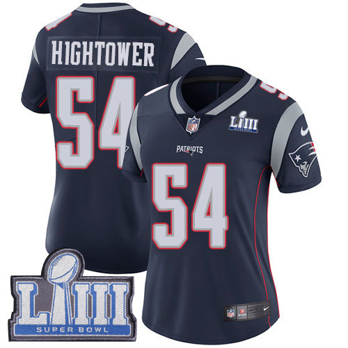 Nike Patriots #54 Dont'a Hightower Navy Blue Team Color Super Bowl LIII Bound Women's