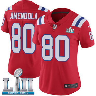 Nike Patriots #80 Danny Amendola Red Alternate Super Bowl LII Women's Stitched NFL Vapor Untouchable Limited Jersey