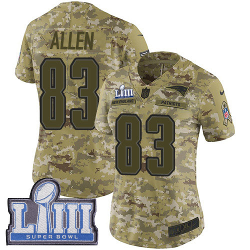 Nike Patriots #83 Dwayne Allen Camo Super Bowl LIII Bound Women's Stitched NFL Limited  0