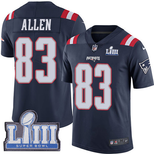 Nike Patriots #83 Dwayne Allen Navy Blue Super Bowl LIII Bound Men's Stitched NFL Limited Rush Jersey