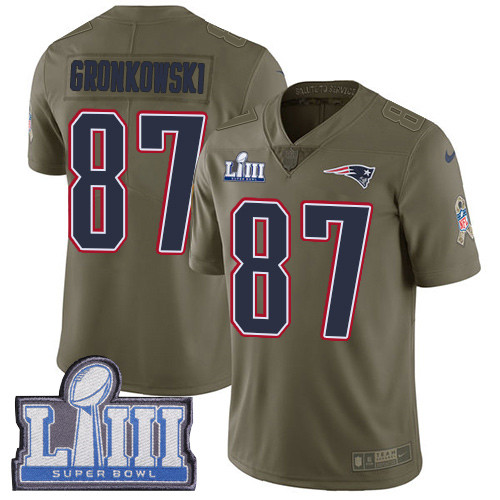 Nike Patriots #87 Rob Gronkowski Olive Super Bowl LIII Bound Youth Stitched NFL