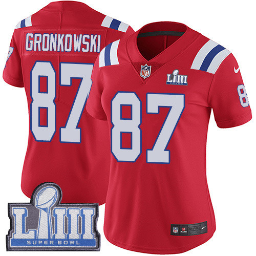 Nike Patriots #87 Rob Gronkowski Red Alternate Super Bowl LIII Bound Women's