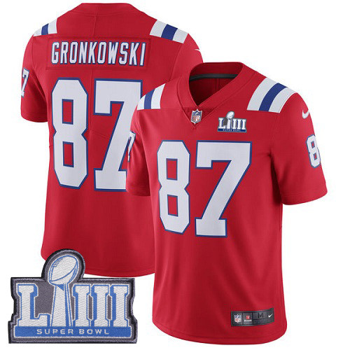 Nike Patriots #87 Rob Gronkowski Red Alternate Super Bowl LIII Bound Youth Stitched