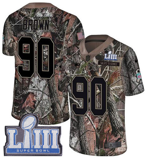 Nike Patriots #90 Malcom Brown Camo Super Bowl LIII Bound Men's Stitched NFL Limited Rush Realtree Jersey