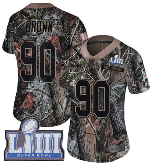 Nike Patriots #90 Malcom Brown Camo Super Bowl LIII Bound Women's Stitched NFL Limited