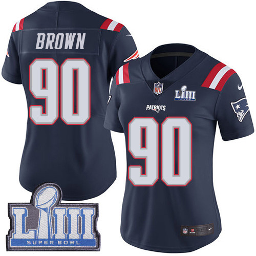 Nike Patriots #90 Malcom Brown Navy Blue Super Bowl LIII Bound Women's Stitched NFL Limited