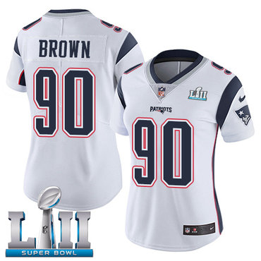 Nike Patriots #90 Malcom Brown White Super Bowl LII Women's Stitched NFL Vapor Untouchable Limited Jersey