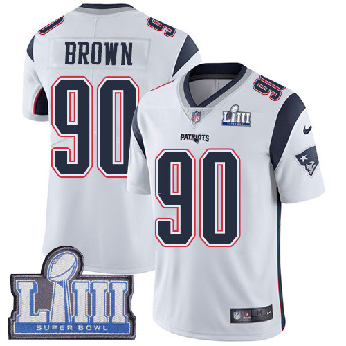 Nike Patriots #90 Malcom Brown White Super Bowl LIII Bound Youth Stitched NFL Vapor