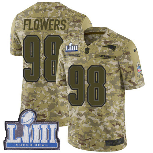 Nike Patriots #98 Trey Flowers Camo Super Bowl LIII Bound Youth Stitched NFL Limited 2018