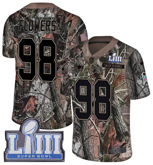 Nike Patriots #98 Trey Flowers Camo Super Bowl LIII Bound Youth Stitched NFL Limited Rush