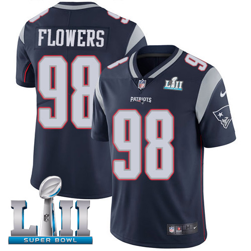Nike Patriots #98 Trey Flowers Navy Blue Team Color Super Bowl LII Youth Stitched NFL Vapor Untouchable Limited Jersey