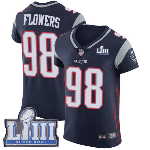 Nike Patriots #98 Trey Flowers Navy Blue Team Color Super Bowl LIII Bound Men's Stitched NFL Vapor Untouchable Elite Jersey