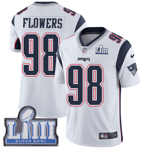 Nike Patriots #98 Trey Flowers White Super Bowl LIII Bound Youth Stitched NFL Vapor