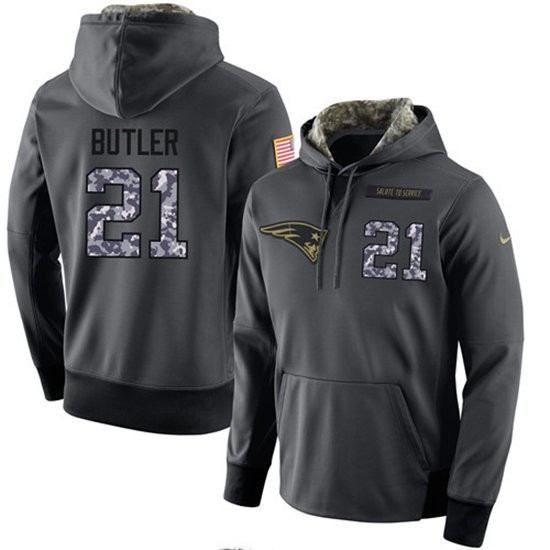 Nike Patriots 21 Malcolm Butler Anthracite Salute to Service Pullover Hoodie