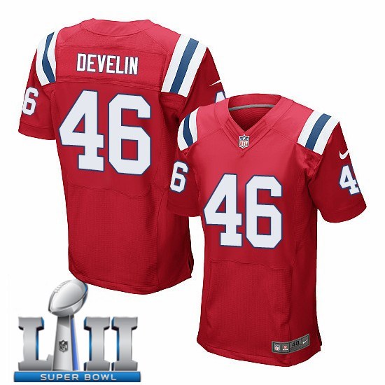 Nike Patriots 46 James Develin Red 2018 Super Bowl LII Elite Jersey