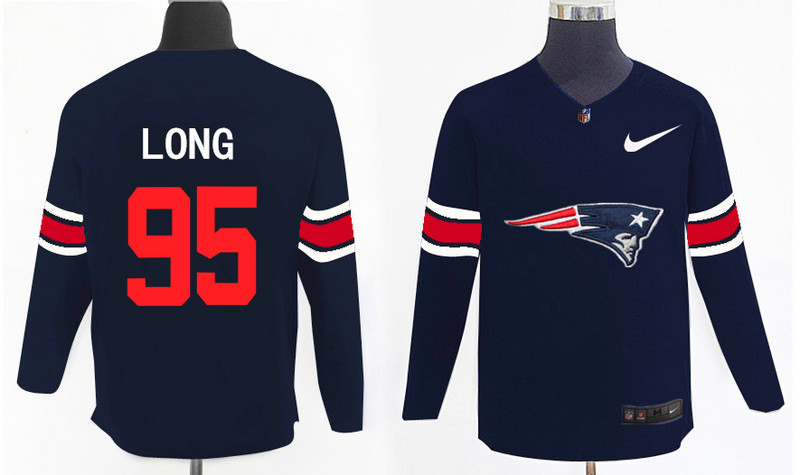 Nike Patriots 95 Chris Long Navy Knit Sweater