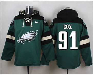 Nike Philadelphia Eagles #91 Fletcher Cox Midnight Green Player Pullover NFL Hoodie