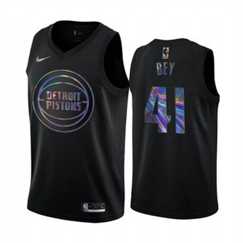 Nike Pistons #41 Saddiq Bey Men's Iridescent Holographic Collection NBA Jersey - Black