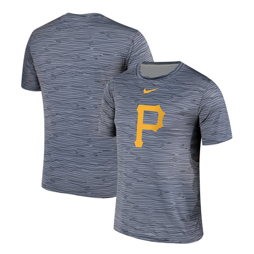Nike Pittsburgh Pirates Gray Black Striped Logo Performance T-Shirt