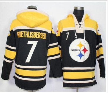 Nike Pittsburgh Steelers #7 Ben Roethlisberger Black Sawyer Hooded Sweatshirt NFL Hoodie
