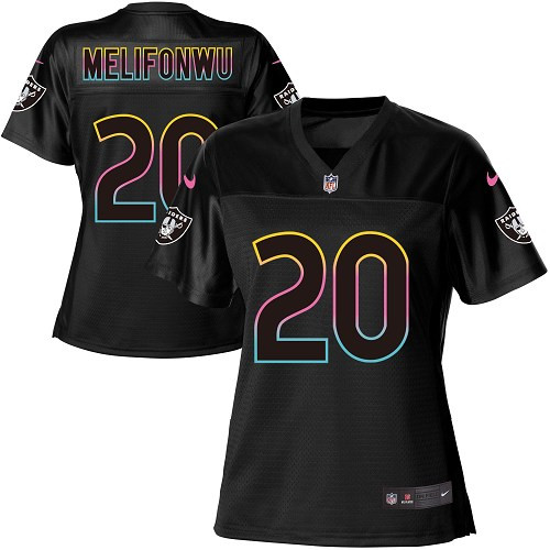 Nike Raiders #20 Obi Melifonwu Black Women's NFL Fashion Game Jersey