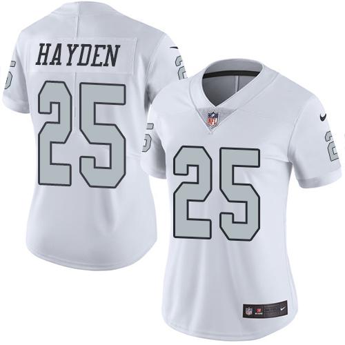 Nike Raiders #25 D.J.Hayden White Women's Stitched NFL Limited Rush Jersey