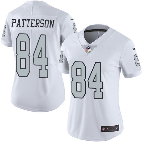 Nike Raiders #84 Cordarrelle Patterson White Women's Stitched NFL Limited Rush Jersey