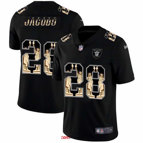 Nike Raiders 28 Josh Jacobs Black Statue Of Liberty Limited Jersey