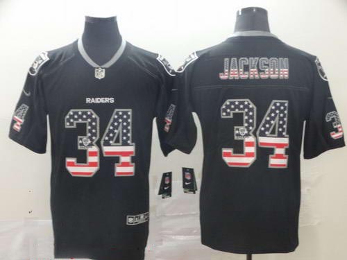 Nike Raiders 34 Bo Jackson Black USA Flag Fashion Limited Jersey
