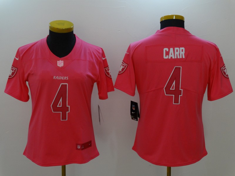 Nike Raiders 4 Derek Carr Pink Fashion Women Limited Jersey