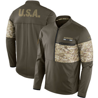 Nike Raiders Olive Salute to Service Sideline Hybrid Half-Zip Pullover Jacket