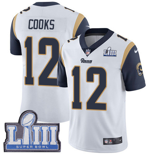 Nike Rams #12 Brandin Cooks White Super Bowl LIII Bound Youth Stitched NFL Vapor