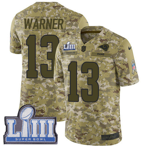 Nike Rams #13 Kurt Warner Camo Super Bowl LIII Bound Youth Stitched NFL Limited 2018