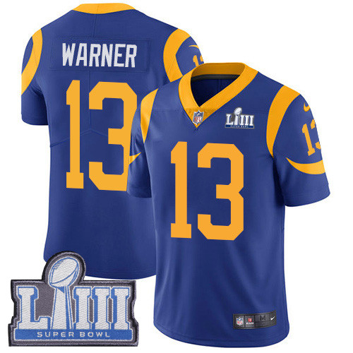 Nike Rams #13 Kurt Warner Royal Blue Alternate Super Bowl LIII Bound Youth Stitched NFL